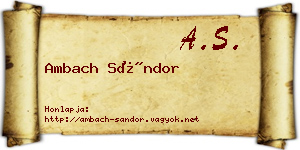 Ambach Sándor névjegykártya