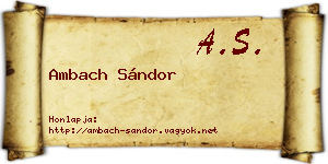 Ambach Sándor névjegykártya